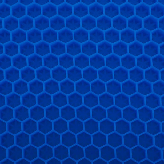 Almofada de assento ergonômica em gel de silicone com estrutura em favo de mel, projetada para absorção de impacto, distribuição de peso e alívio de pressão no cóccix, proporciona máxima sensação de frescor, sustentação anatômica e alívio imediato para pontos de pressão.