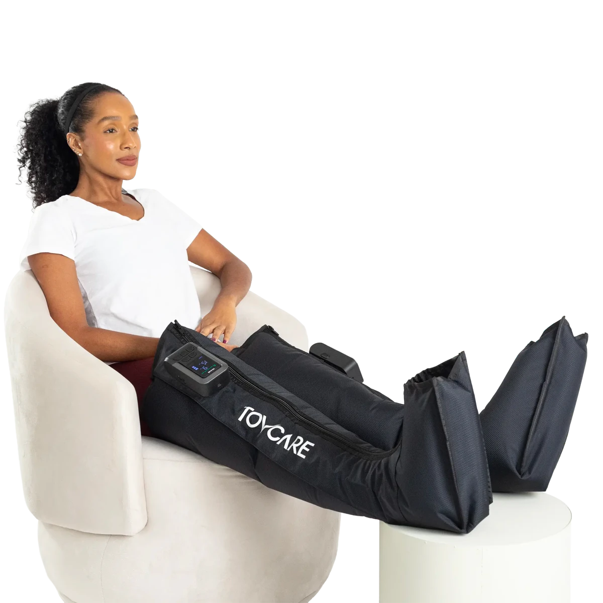 Bota de compressão pneumática e pressoterapia para pernas, desenvolvida com câmaras de ar sequenciais, modos de drenagem ajustáveis e controle sem fio, desenvolvido com múltiplos níveis de intensidade e ondas de vibração/compressão para terapia localizada eficiente.
