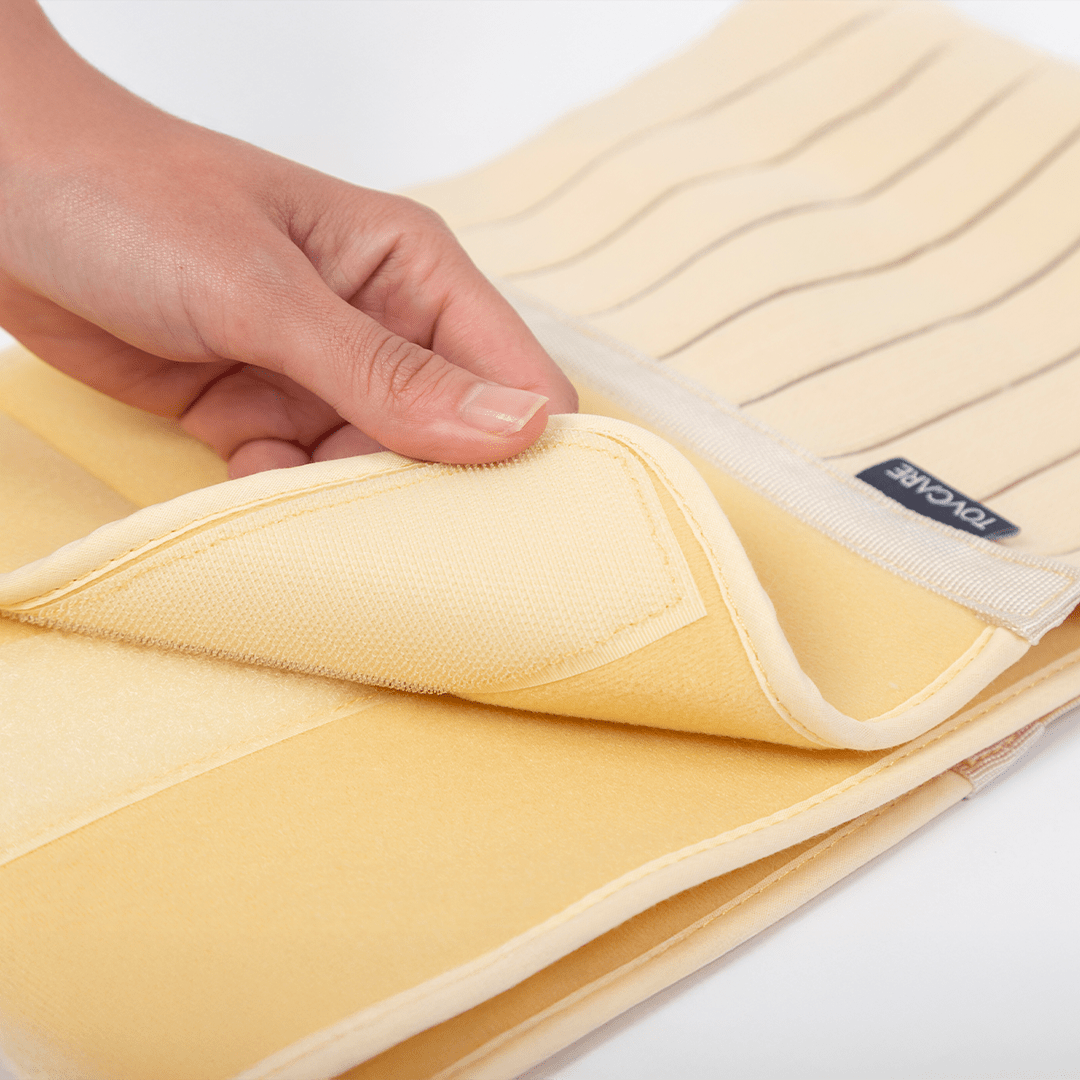 Faixa elástica ortopédica abdominal e torácica, desenvolvida em tecido elástico macio com fecho em velcro para contenção e suporte pós-cirúrgico, dispositivo ortopédico de alta performance que assegura imobilização correta e alívio imediato da dor.