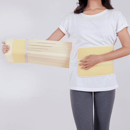 Faixa elástica ortopédica abdominal e torácica, desenvolvida em tecido elástico macio com fecho em velcro para contenção e suporte pós-cirúrgico, combina tecidos respiráveis de alta densidade com fechos reguláveis para máxima adaptação corporal.