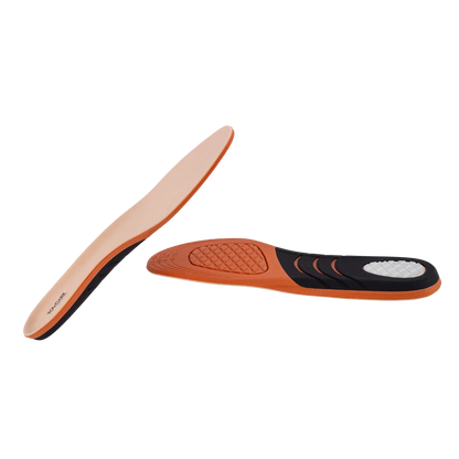Palmilha ortopédica anatômica da linha MOV, confeccionada com material respirável de alta absorção e suporte ergométrico para os pés, proporciona pisada correta e alinhamento postural, aliviando a sobrecarga nos joelhos, coluna e articulações.