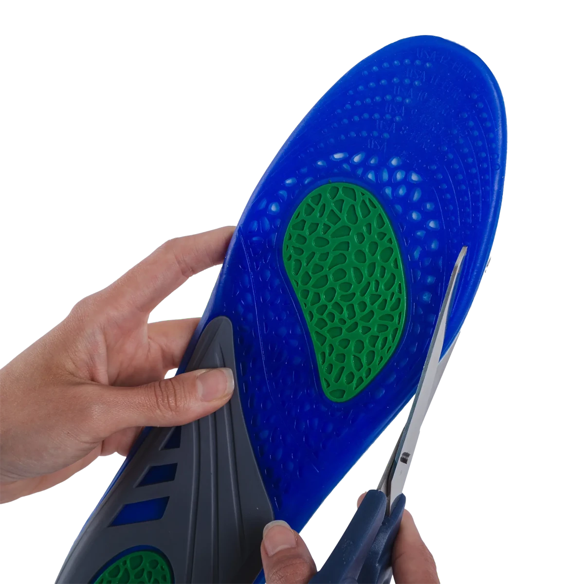 Palmilha ortopédica anatômica da linha MOV, confeccionada com material respirável de alta absorção e suporte ergométrico para os pés, ideal para absorção de impacto, amortecimento de pressões e alívio de dores ao caminhar ou praticar esportes.