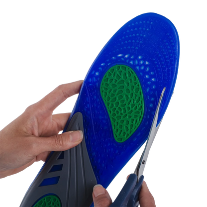 Palmilha ortopédica anatômica da linha MOV, confeccionada com material respirável de alta absorção e suporte ergométrico para os pés, ideal para absorção de impacto, amortecimento de pressões e alívio de dores ao caminhar ou praticar esportes.