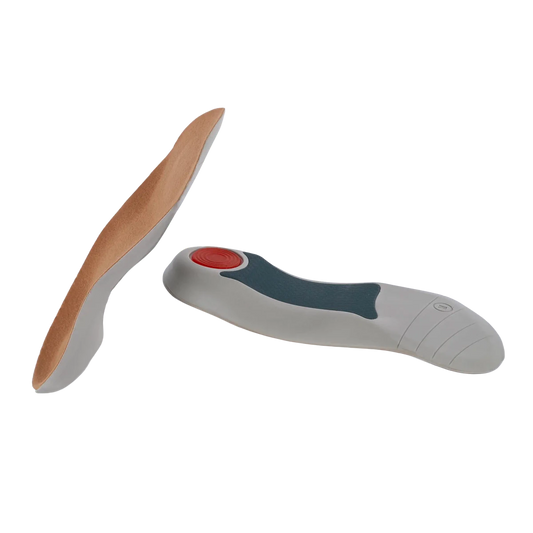 Palmilha ortopédica em silicone de alta absorção de impacto, desenvolvida em gel de silicone macio com ponto de alívio no calcanhar e metatarso, ideal para absorção de impacto, amortecimento de pressões e alívio de dores ao caminhar ou praticar esportes.