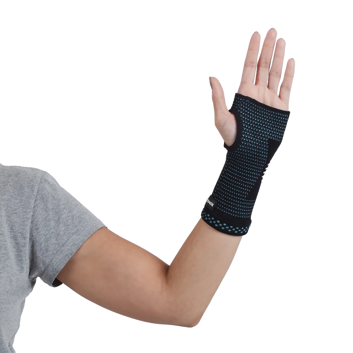 Munhequeira elástica ajustável para suporte do punho, desenvolvida com tira elástica de alta compressão para firmeza articular e retenção do calor, ideal para compressão ajustável, estabilização articular e prevenção de lesões durante atividades físicas.